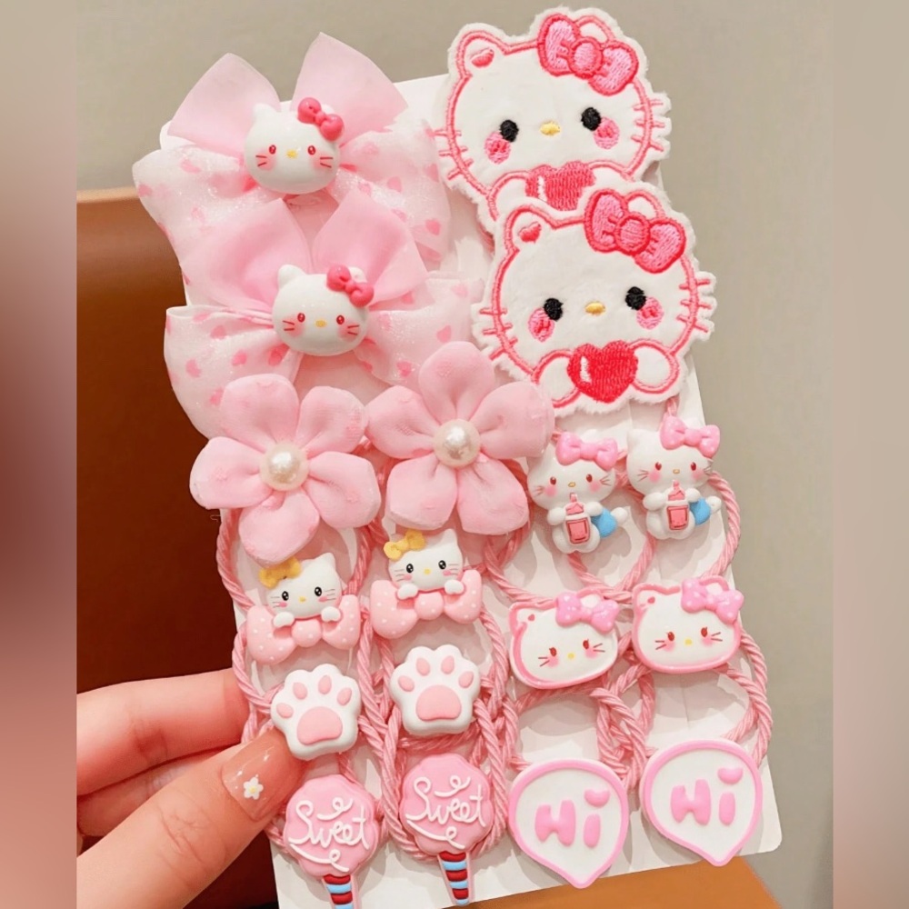 Cute Pink Hello Kitty Hair Accessories Set
